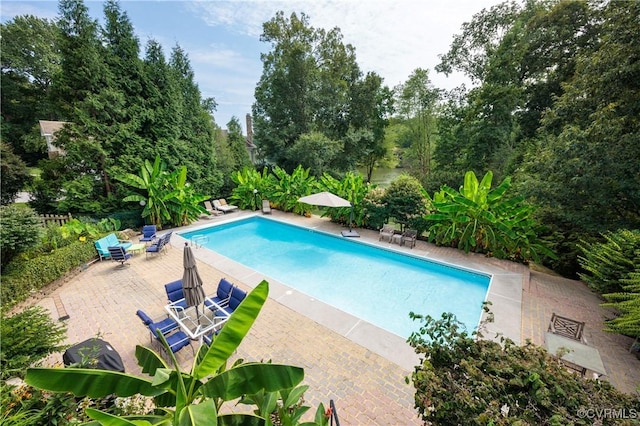 pool with a patio