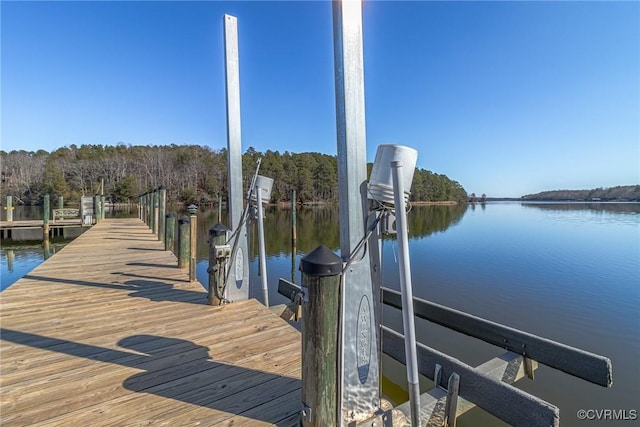 view of dock featuring a water view