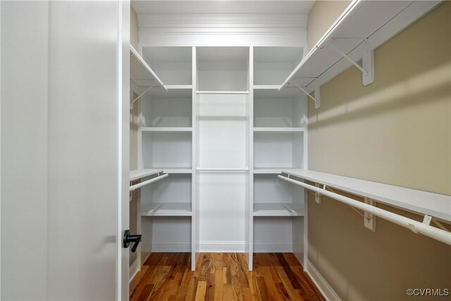 walk in closet featuring hardwood / wood-style flooring