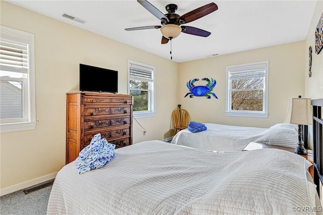 bedroom with carpet and ceiling fan