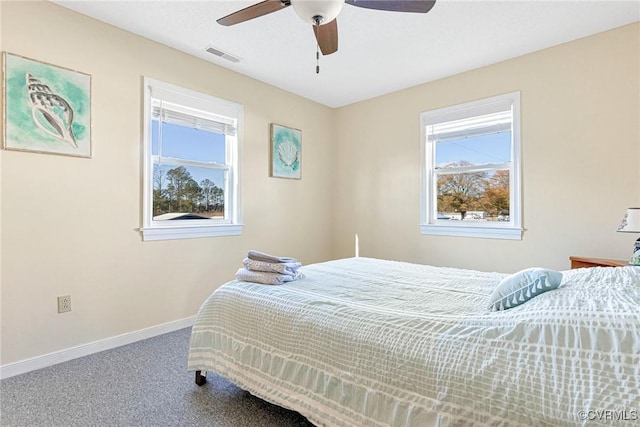 bedroom with carpet and ceiling fan