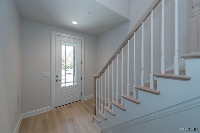 entrance foyer with light wood-type flooring