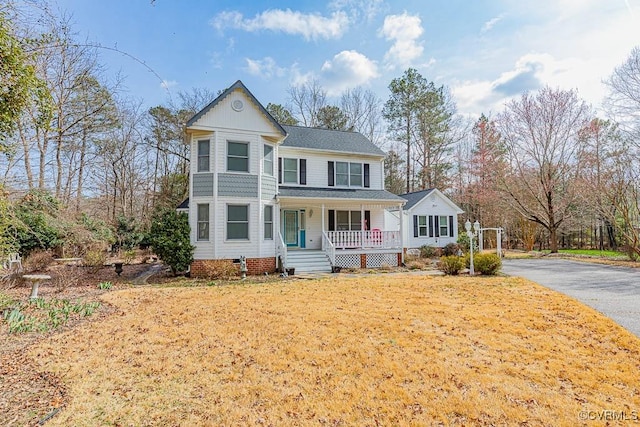 front facade with a porch