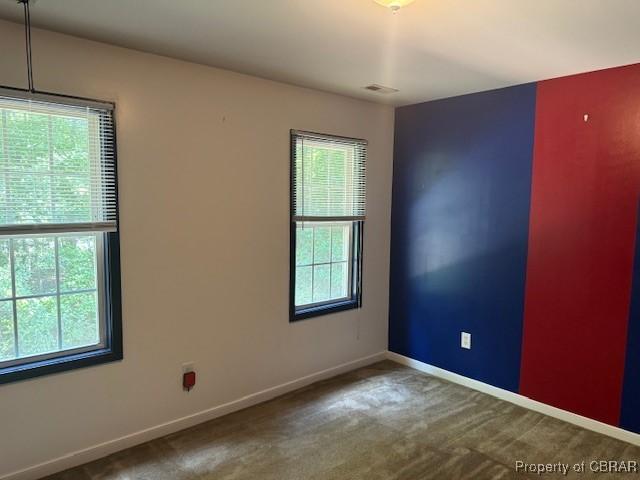 carpeted empty room featuring plenty of natural light