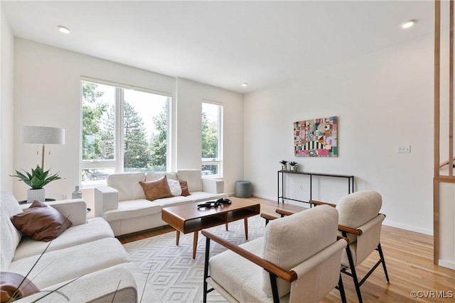 living room featuring light hardwood / wood-style flooring