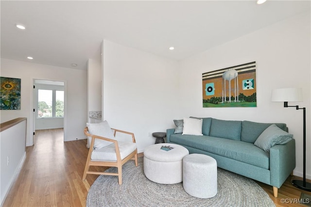 living room with light wood-type flooring