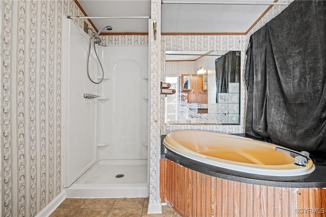 bathroom featuring tile patterned flooring and a shower