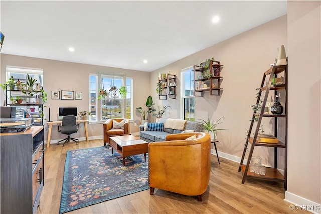 living room featuring light wood-type flooring