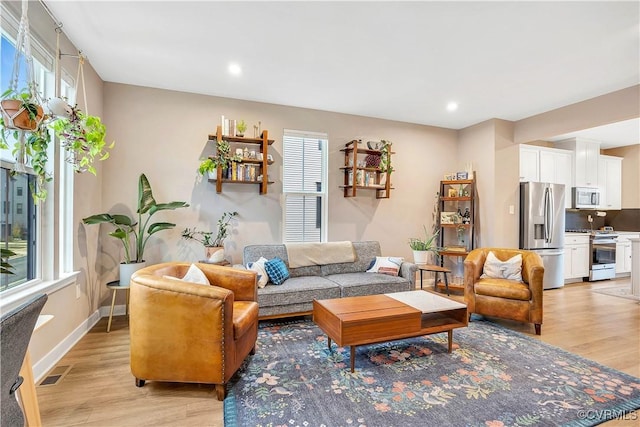 living room featuring light hardwood / wood-style flooring