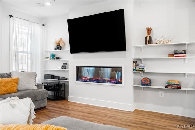 living room with light hardwood / wood-style flooring and a wealth of natural light