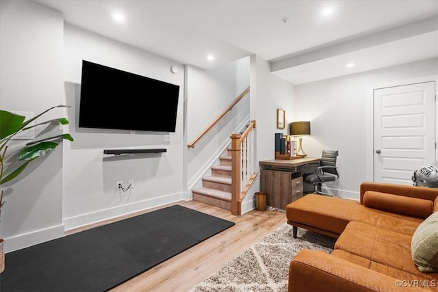 living room featuring light wood-type flooring