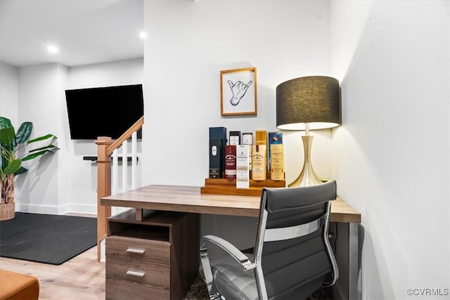 office featuring light wood-type flooring