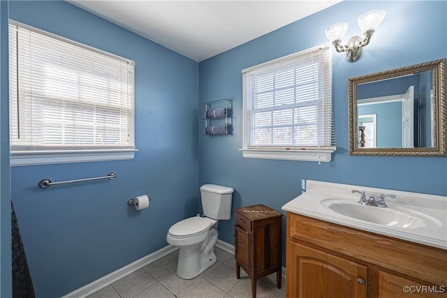 bathroom featuring tile patterned flooring, vanity, and toilet