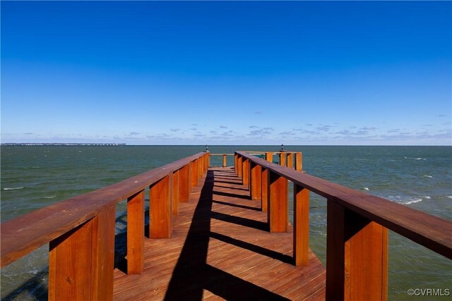 view of dock featuring a water view