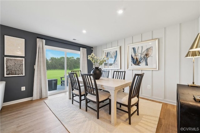 dining area featuring light hardwood / wood-style floors