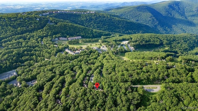 bird's eye view with a mountain view