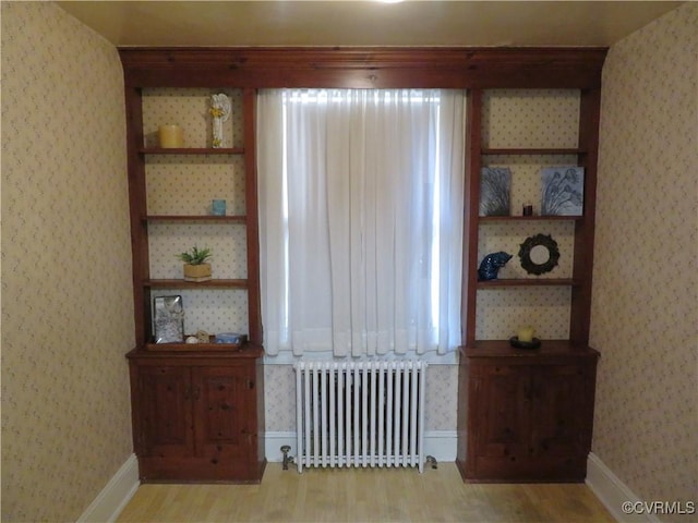 interior space with radiator heating unit and wood-type flooring