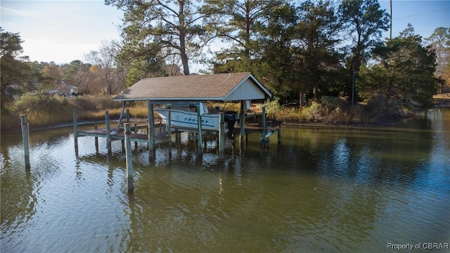 dock area featuring a water view