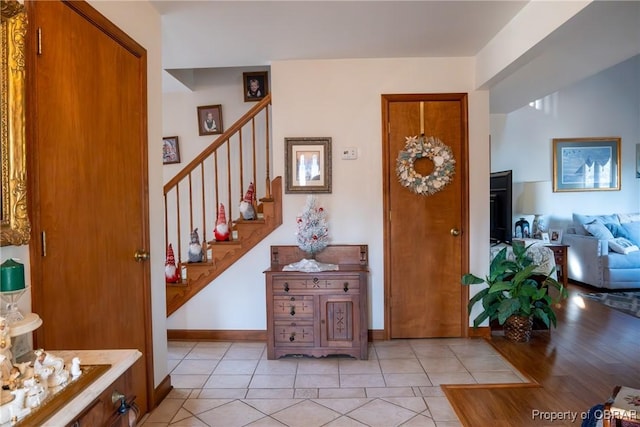 foyer featuring light wood-type flooring