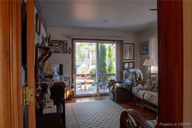 living area featuring wood-type flooring