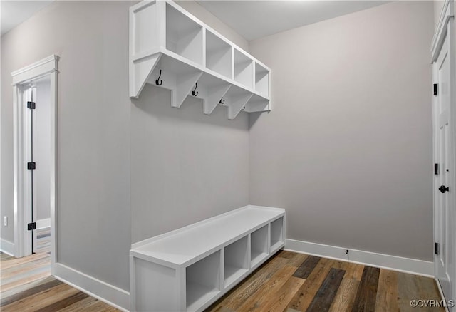 mudroom featuring dark hardwood / wood-style floors