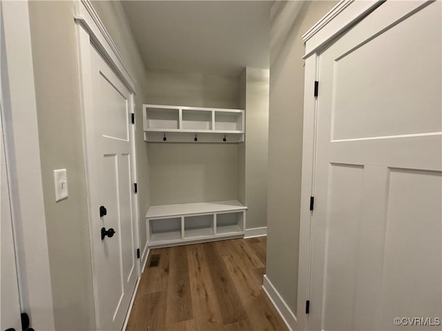 mudroom featuring wood-type flooring