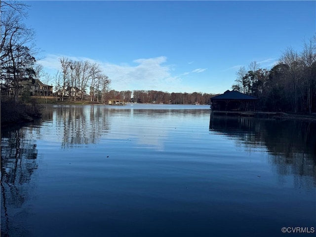 property view of water featuring a gazebo