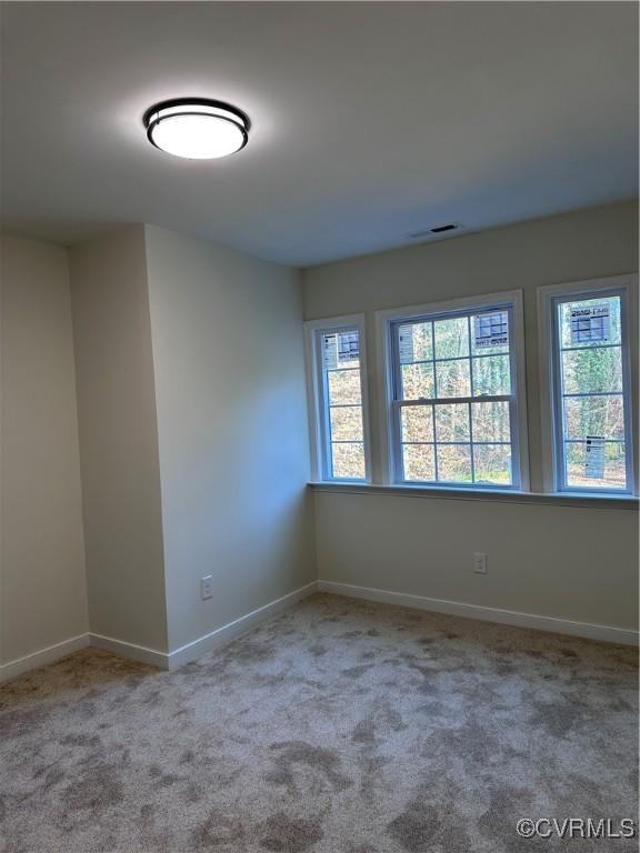 unfurnished room featuring a wealth of natural light and carpet floors