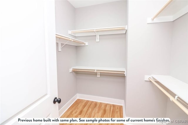 walk in closet featuring light hardwood / wood-style floors