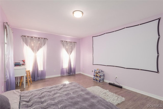 bedroom with wood-type flooring