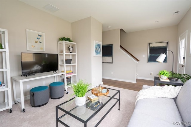 living room with hardwood / wood-style floors