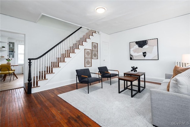 living room with hardwood / wood-style flooring