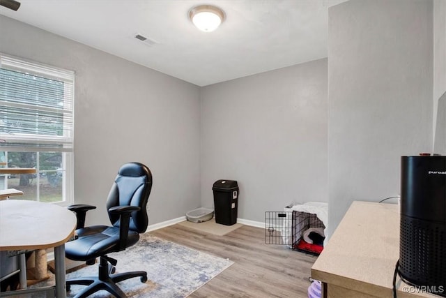 office featuring light hardwood / wood-style floors