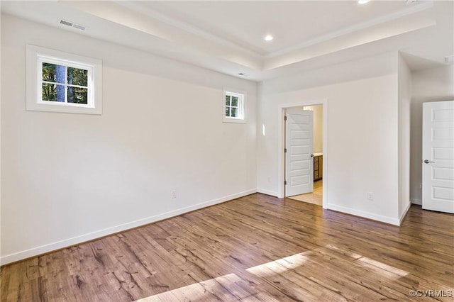 spare room with light wood-type flooring