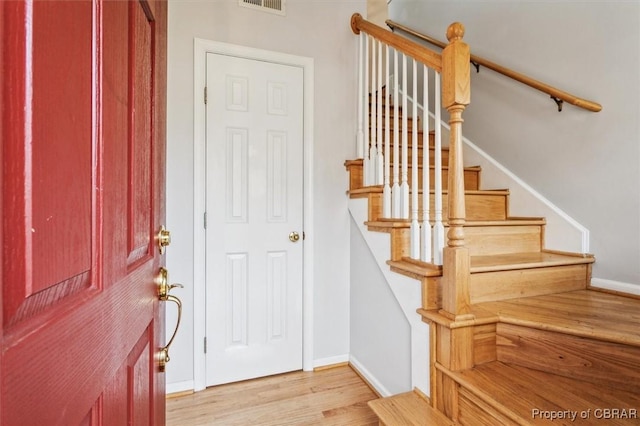 foyer with light wood-type flooring