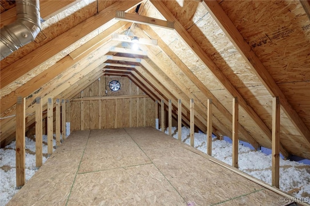 view of unfinished attic