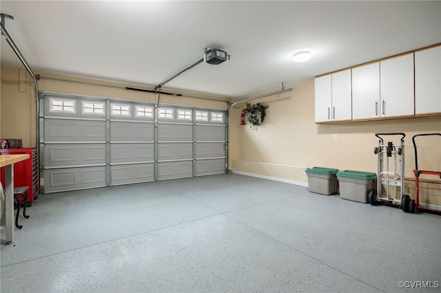 garage with a garage door opener