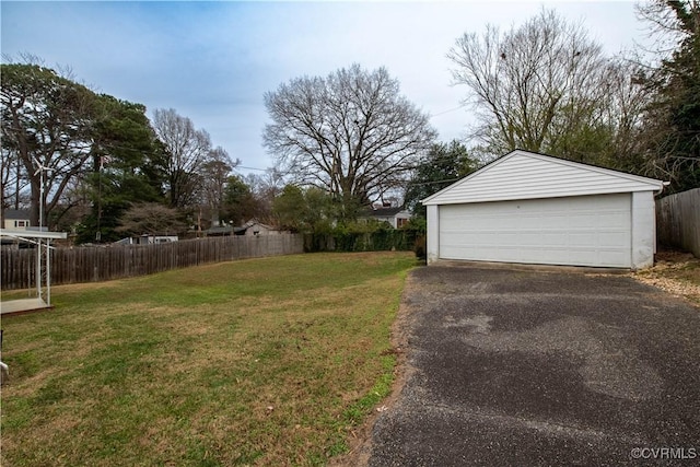 garage with a yard