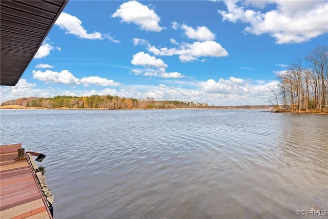 dock area featuring a water view