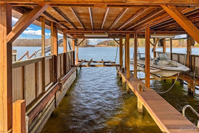 view of dock featuring a water view