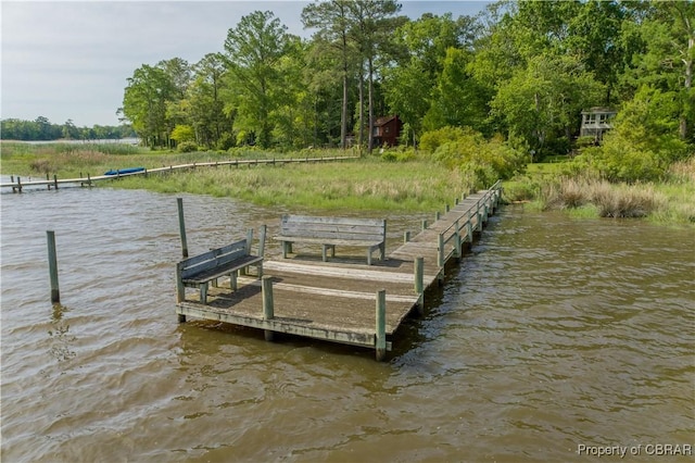 dock area featuring a water view