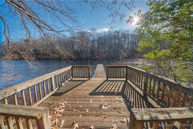 view of dock featuring a water view