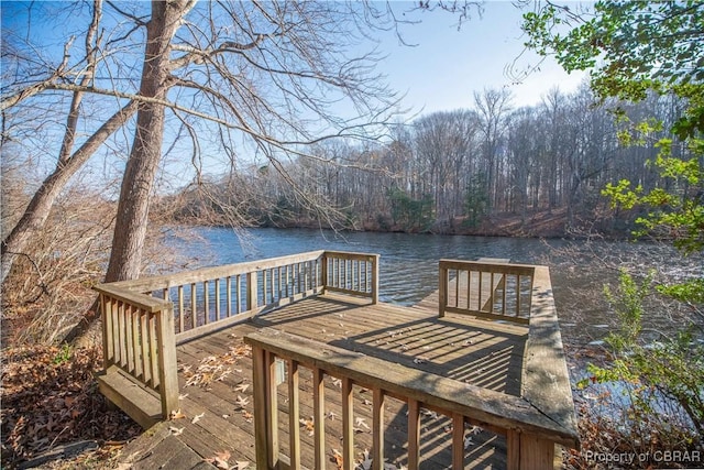 view of dock featuring a water view