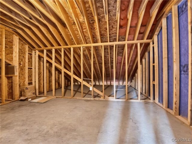 view of unfinished attic