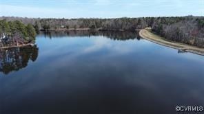 property view of water with a forest view