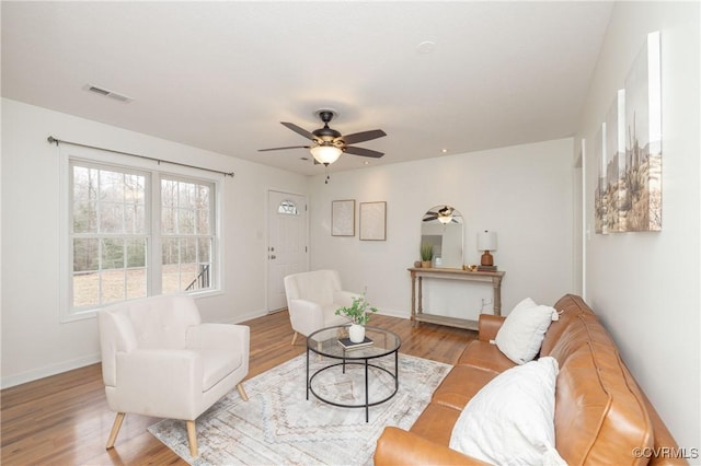 living room featuring light hardwood / wood-style floors