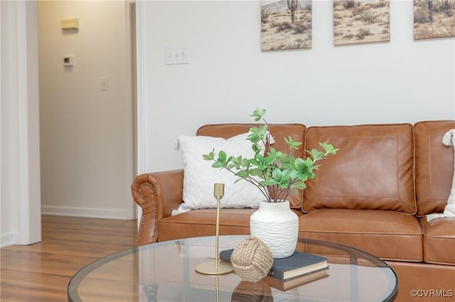 living area featuring hardwood / wood-style flooring