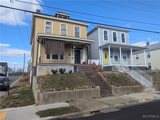 view of front facade featuring covered porch