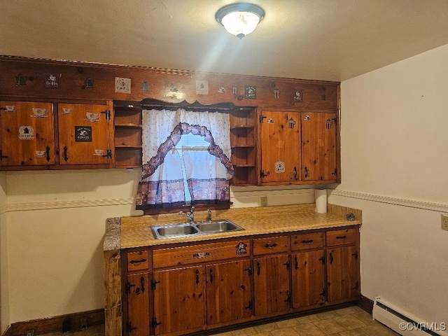 kitchen with sink and a baseboard heating unit