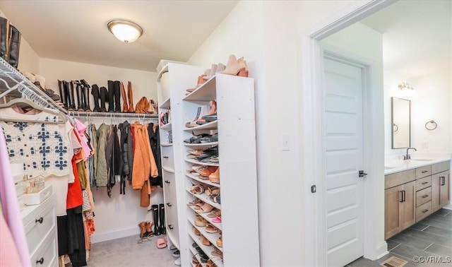 spacious closet featuring sink